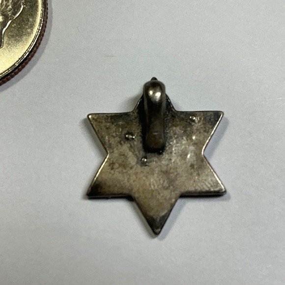 Sterling Silver Star of David ✡️ Pendant W/ crushed Turquoise - Picture 4 of 5